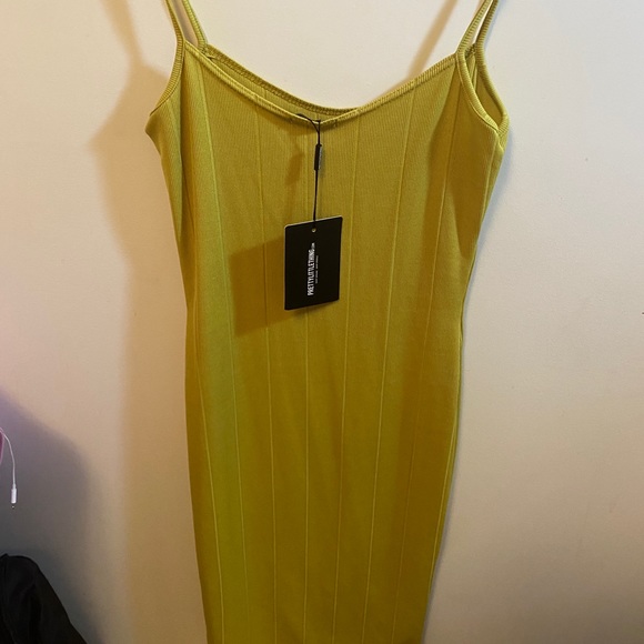 Olive Green Ribbed Midi Dress - Picture 1 of 4